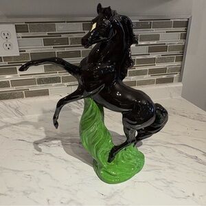Vintage Horse statue sculpture rearing black stallion Mid‎ Century Modern Decor